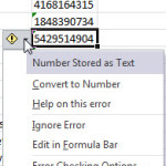 Number Stored as Text Error