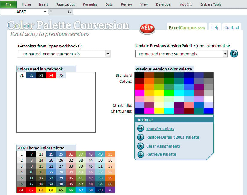 Color 16 Chart Color Excel