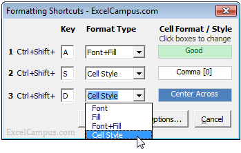 keyboard shortcuts for excel 2016 fill cell