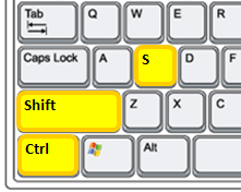 Keyboard Shortcut Diagram Ctrl+Shift+S Yellow Fill