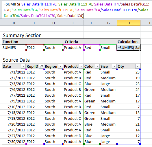 Long Excel SUMIFS Formula