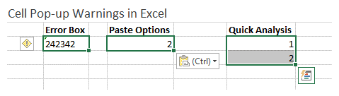 Cell Pop-up Warnings Excel