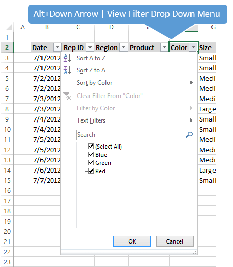 7 Keyboard Shortcuts For The Filter Drop Down Menus In Excel