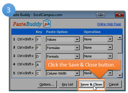 Paste Buddy Setup Step 3 - Save Close