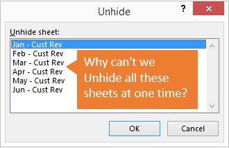 Cant Unhide Multiple Sheets