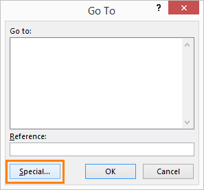Go To Menu in Excel - Special Button