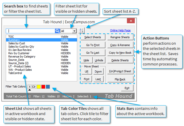 Tab Hound Window Features Overview