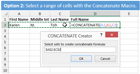 Create Concatenate Formula for Range of Cells with Concatenate Macro in Excel