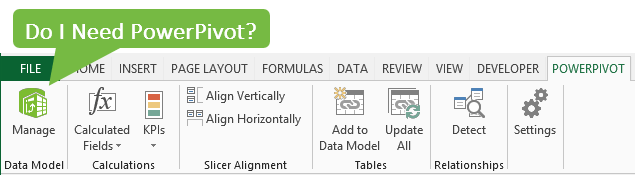 PowerPivot Ribbon Toolbar Excel 2013