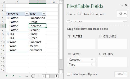 Pivot Table to Create List of Unique Items (Remove Duplicates)