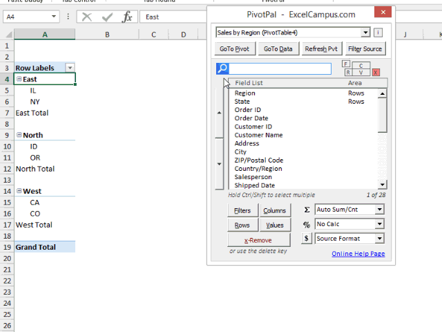 Source Number Formatting in Pivot Tables with PivotPal