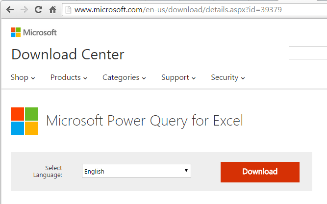 Power Query Download Page