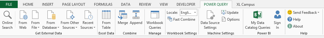 Cinta de opciones de Power Query para Excel v2.16.3785.242