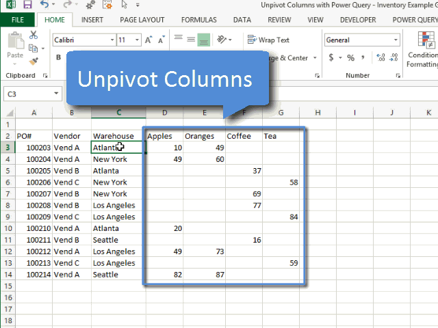 Unpivot with Power Query in Excel Screencast