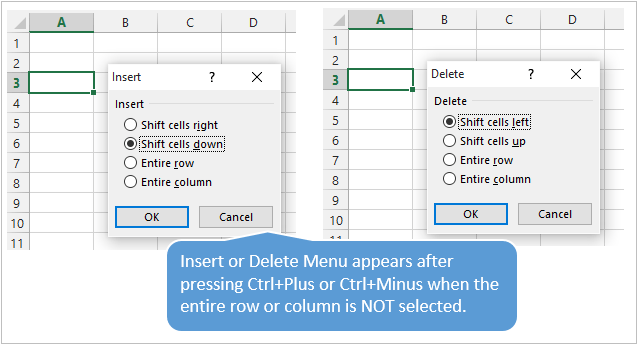 excel shift cells up shortcut