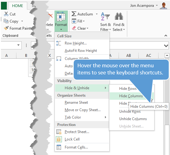 Keyboard Shortcuts to Hide and Unhide Rows and Columns in Excel
