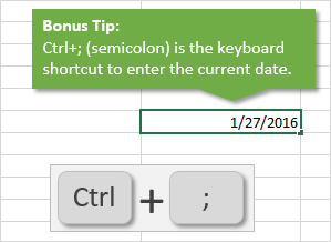 Keyboard Shortcut to Enter Todays Date Excel Ctrl Semicolon