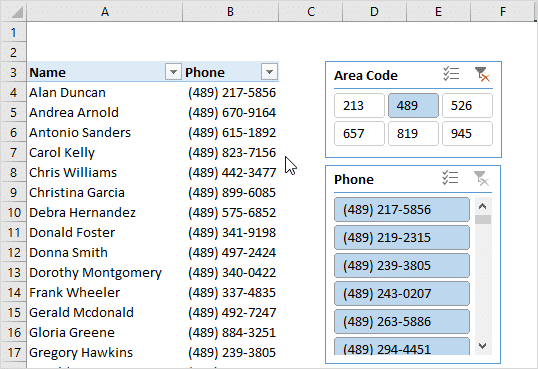 Create Parent Groups for Slicers with Phone Numbers and Area Codes