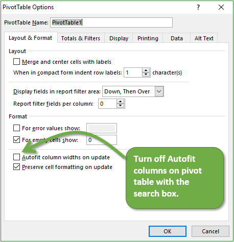 How To Stop Pivot Table Columns From Resizing On Change Or Refresh Excel Campus