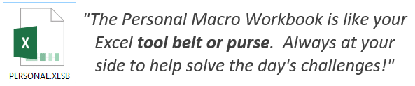 Excel Personal Macro Workbook Vành đai công cụ hoặc ví báo giá