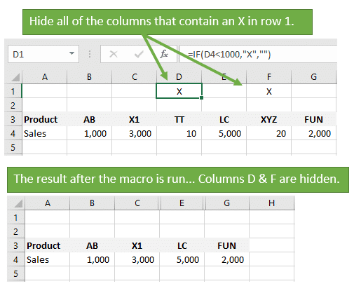 VBA Macro to Hide All Columns That Contain a Value in a ...