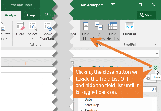 Hide Field Buttons In Pivot Chart