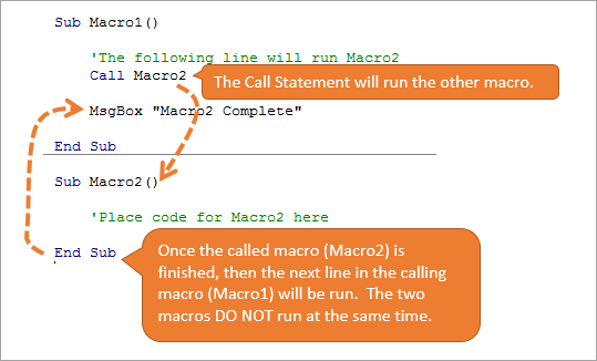 Run A Macro from Another Macro with the Call Statement in VBA Excel