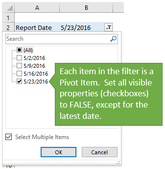 Pivot Items in the Filter Drop-down Menu of a Pivot Table
