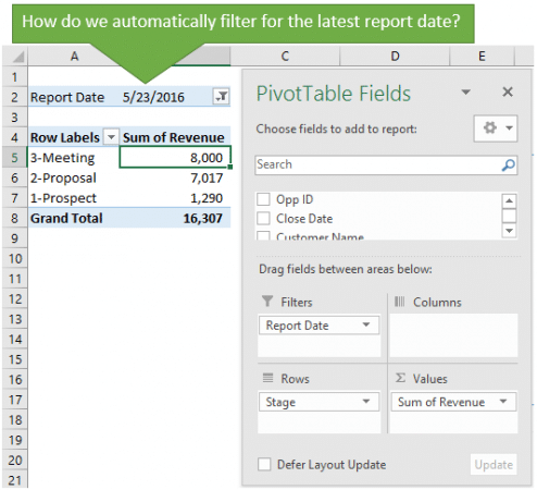 Filter a Pivot Table or Slicer for the Most Recent Date or Period