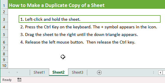 How to Copy a Worksheet with Ctrl Left Click
