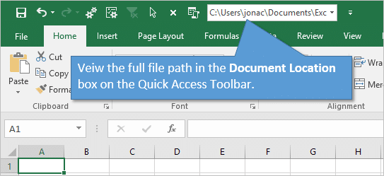 excel quick access toolbar location