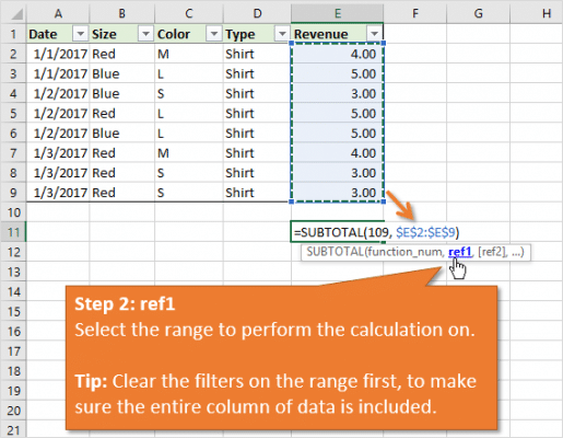 The Excel SUBTOTAL Function - Calculations on Filtered & Visible Cells Only