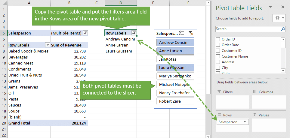 excel pivot chart make a cell display filter