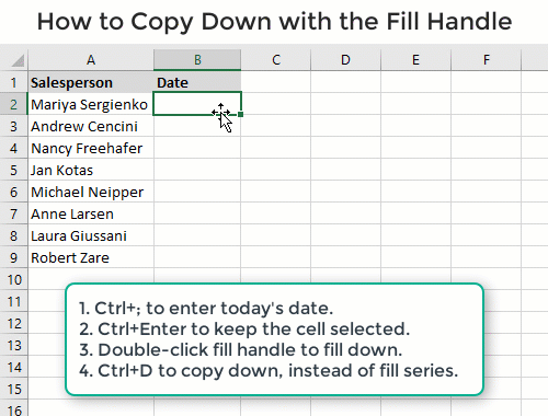 How to Copy Down with the Fill Handle in Excel