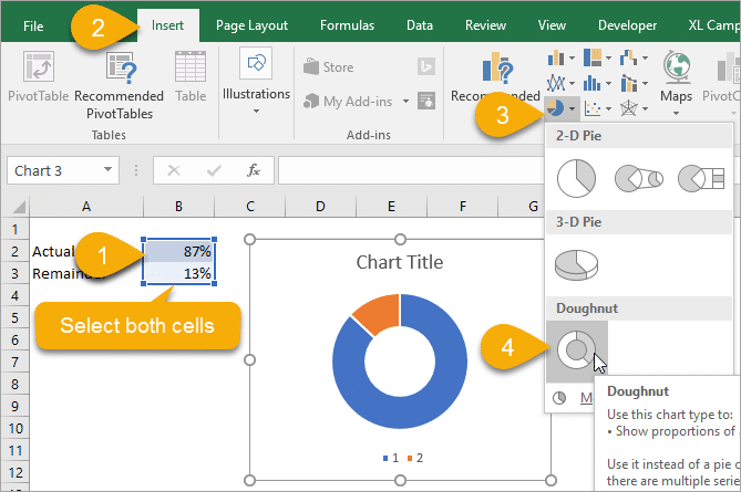 Doughnut Chart Excel 2007