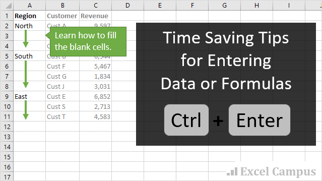 Time Saving Tips for Entering Formulas or Data in Excel with Ctrl Enter