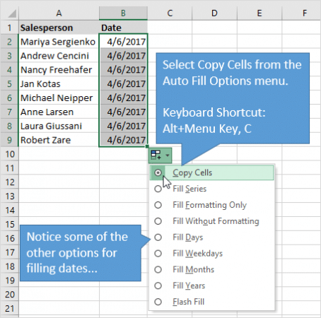 Copy Dates & Fill Series of Numbers with the Fill Handle in Excel ...