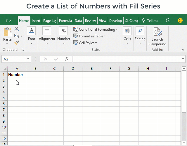 Create List of Numbers with Fill Series in Excel