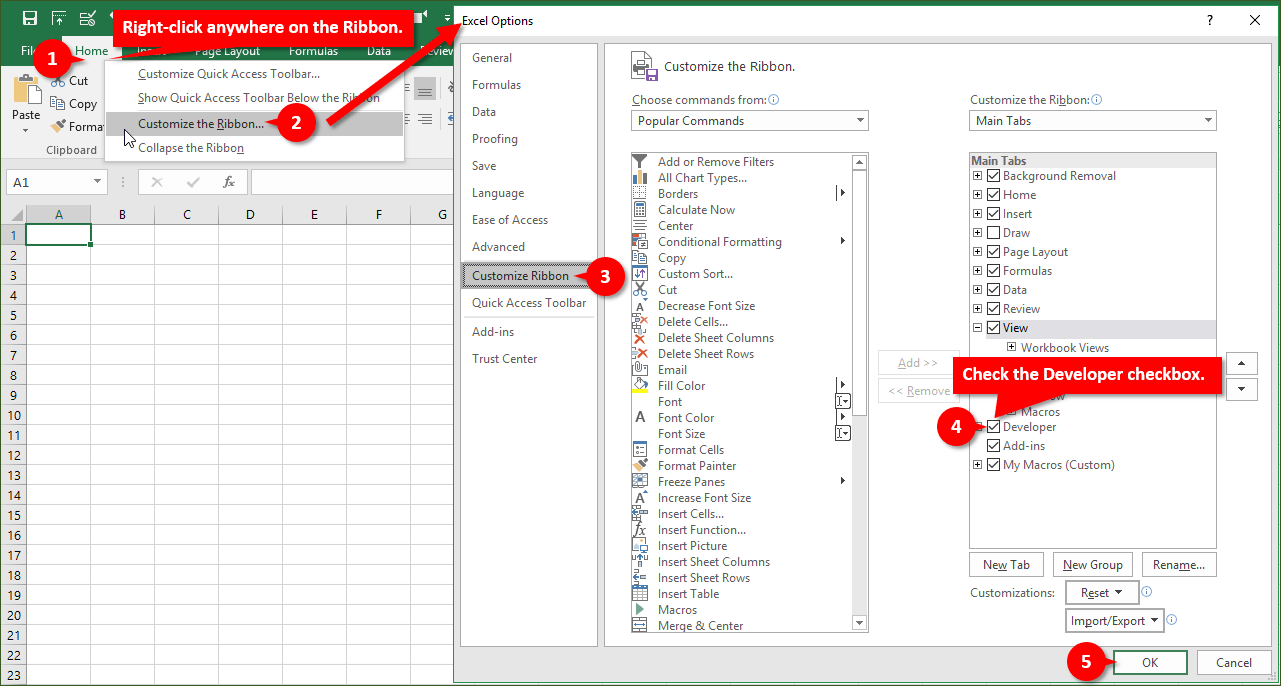 how to load excel vba on excel 2018