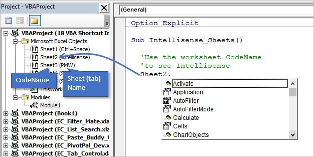 Intellisense cho Sheet CodeName