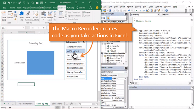 Trình ghi macro tạo mã VBA khi bạn thực hiện hành động trong Excel