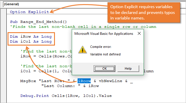 Option Explicit to Requires Variables Declaration and Prevent Typos