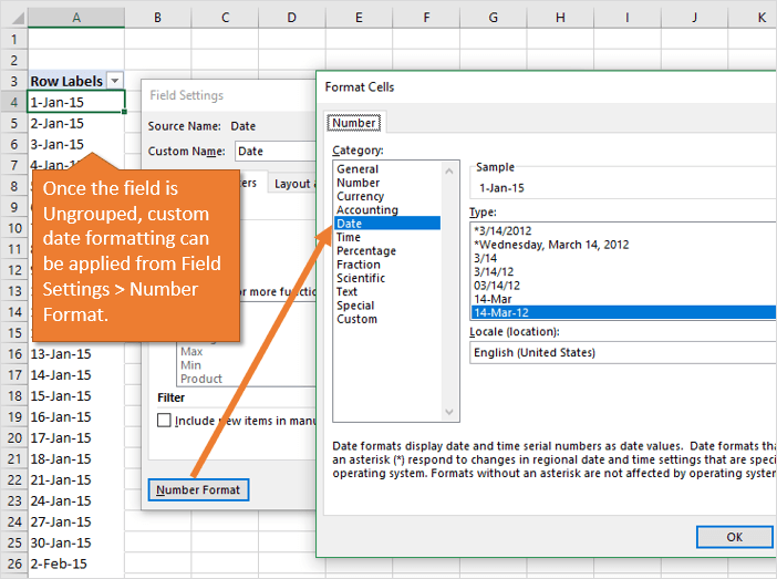 Custom Date Formatting on Ungrouped Pivot Field