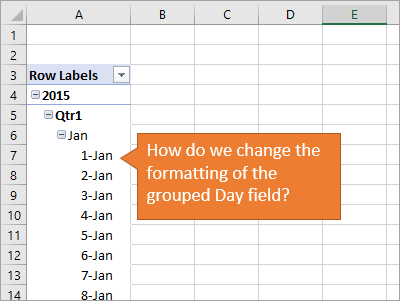 Pivot Table Grouped Day Field Number Formatting