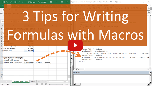 3 Tips For Writing Formulas With Vba Macros In Excel Excel Campus