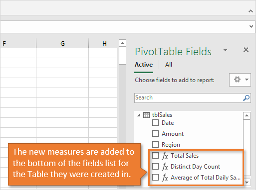 New Measures Add to Bottom of Pivot Table Fields List Power Pivot