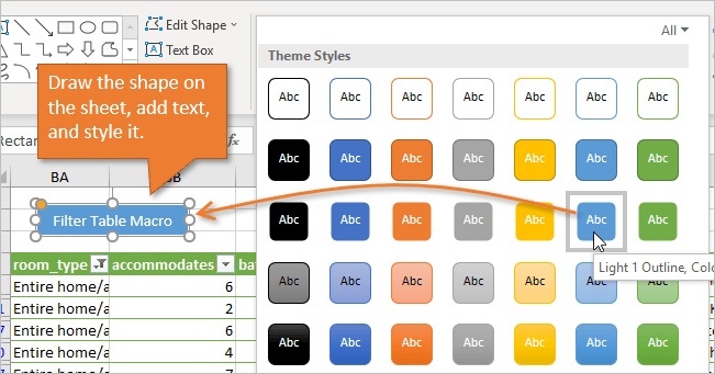 add macro button to spreadsheet