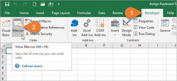 assign keyboard shortcut to macro excel