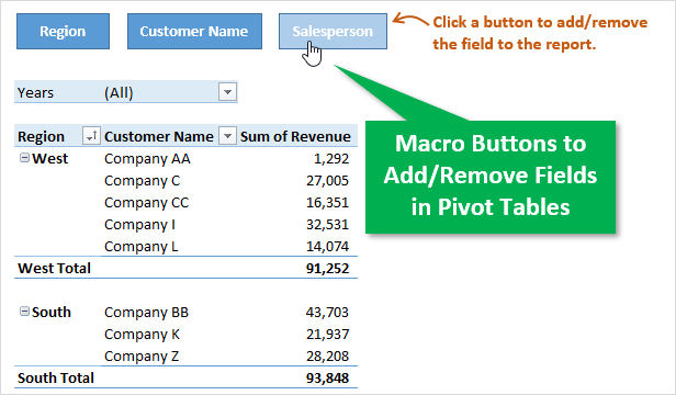 Hide Field Buttons In Pivot Chart