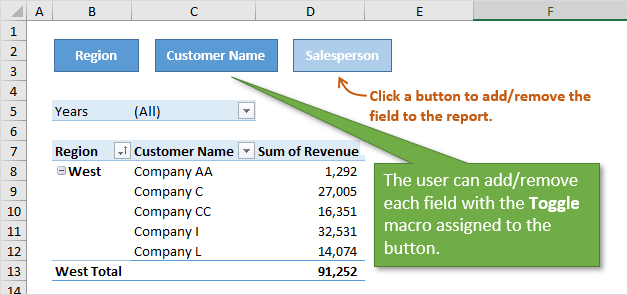 How To Hide Field Buttons In Pivot Chart